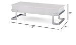 Acme Calnan Rectangular Wooden Lift Top Coffee Table in White and Chrome