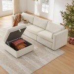 CHITA Oversized Modular Sectional Sofa, FSC Certified L Shaped Sectional Couches for Living Room, 112 inch Width,4 Seat Modular Sofa with Storage Ottoman, Linen