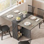 Jocoevol Dining Table for 4, Folding Dining Table, Kitchen Table, Dining Table, Dining Room Table, Dinner Table, Space Saving Wood Rectangle Foldable Kitchen & Dining Room Tables for Small Space