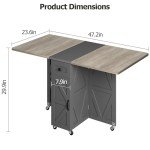 Jocoevol Dining Table for 4, Folding Dining Table, Kitchen Table, Dining Table, Dining Room Table, Dinner Table, Space Saving Wood Rectangle Foldable Kitchen & Dining Room Tables for Small Space