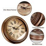 Vaupan Vintage Wall Clocks 12 Inch Non-Ticking Silent Wall Clocks Battery Operated Quartz Retro Round Decor Clock Roman Numerals Easy to Read for Living Room Home Kitchen Office School (Brown)