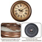 Vaupan Vintage Wall Clocks 12 Inch Non-Ticking Silent Wall Clocks Battery Operated Quartz Retro Round Decor Clock Roman Numerals Easy to Read for Living Room Home Kitchen Office School (Brown)