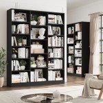 FACBOTALL Triple Wide Bookshelf, 6 Tier Large Bookshelf, Bookcase with 17 Open Display Shelves, 74'' Tall Bookcases and Bookshelves for Living Room, Home Office, Library, Black