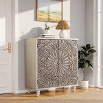 COSIEST Sideboard Storage Cabinet, Vintage MDF Accent Cabinet with Adjustable Shelf, 2 Door Buffet Table for Kitchen Dining Room Living Room Hallway, Grayish