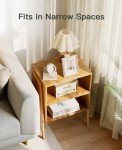 Pipishell Bamboo Stackable End Tables, Wood Living Room Nightstand, Bedside Tables for Bedroom Storage, Set of 2