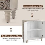 COSIEST Sideboard Storage Cabinet, Vintage MDF Accent Cabinet with Adjustable Shelf, 2 Door Buffet Table for Kitchen Dining Room Living Room Hallway, Grayish