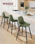 VASAGLE Bar Stools Set of 2, Counter Height Bar Stools with Back, Ergonomic Backrest, Synthetic Leather, Metal Legs, 24.4-Inch Tall Stools for Kitchen Island Home Bar, Forest Green ULBC088C01