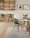 VASAGLE Bar Stools Set of 2, Counter Height Bar Stools with Back, Ergonomic Backrest, Synthetic Leather, Metal Legs, 24.4-Inch Tall Stools for Kitchen Island Home Bar, Forest Green ULBC088C01