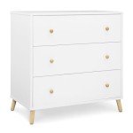 Delta Children Essex 3 Drawer Dresser with Interlocking Drawers, Bianca White/Natural