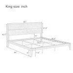 Merax King Size Bamboo Platform Bed, Mid-Century Modern Bed Frame with Tall Headboard, Wood Slat Support, No Box Spring Needed, Easy Assembly, Brown