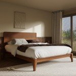 Merax King Size Bamboo Platform Bed, Mid-Century Modern Bed Frame with Tall Headboard, Wood Slat Support, No Box Spring Needed, Easy Assembly, Brown