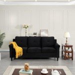 Naomi Home Black Button Tufted Sofa & Loveseat Set, Black Modern Microfiber Furniture for Small Spaces, Durable and Sturdy, Tool-Free Assembly, Affordable Living Room Sofa Cama, Stylish and Compact