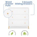 Delta Children Essex 3 Drawer Dresser with Interlocking Drawers, Bianca White/Natural