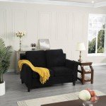 Naomi Home Black Button Tufted Sofa & Loveseat Set, Black Modern Microfiber Furniture for Small Spaces, Durable and Sturdy, Tool-Free Assembly, Affordable Living Room Sofa Cama, Stylish and Compact