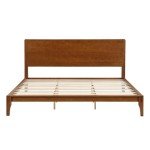 Merax King Size Bamboo Platform Bed, Mid-Century Modern Bed Frame with Tall Headboard, Wood Slat Support, No Box Spring Needed, Easy Assembly, Brown