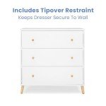 Delta Children Essex 3 Drawer Dresser with Interlocking Drawers, Bianca White/Natural