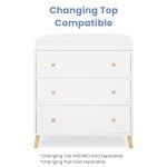 Delta Children Essex 3 Drawer Dresser with Interlocking Drawers, Bianca White/Natural
