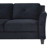 Naomi Home Black Button Tufted Sofa & Loveseat Set, Black Modern Microfiber Furniture for Small Spaces, Durable and Sturdy, Tool-Free Assembly, Affordable Living Room Sofa Cama, Stylish and Compact