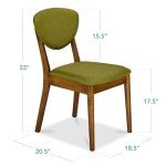 Best Choice Products Dining Chairs Set of 2, Mid-Century Modern Upholstered Wood, Armless w/Seat Cushion, Padded Backrest - Walnut/Olive