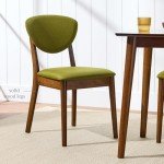 Best Choice Products Dining Chairs Set of 2, Mid-Century Modern Upholstered Wood, Armless w/Seat Cushion, Padded Backrest - Walnut/Olive