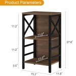 MNEETRUNG Small Bookcase,3 Tier Industrial Bookshelf with Metal Frame and Backboard,Low Rustic Brown Book Shelf,Small Book case for Small Spaces,Living Room,Bedroom and Home Office