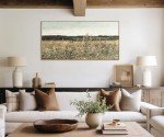 DJSYLIFE Framed Wall Art Decoration, Vintage Wildflower Field Canvas Wall Art, Classical Flowers Landscape Painting Prints, Farmhouse Cottagecore Living Room Decor, Modern Home Bedroom Decor 20"x40"