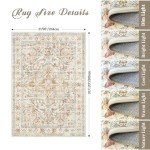 zesthome 8x10 Area Rugs - Stain Resistant Washable Rug for Living Room, Non-Slip Backing Large Area Rug with Ultra-Thin Low Pile for Bedroom, Vintage Home Decor