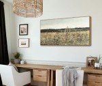 DJSYLIFE Framed Wall Art Decoration, Vintage Wildflower Field Canvas Wall Art, Classical Flowers Landscape Painting Prints, Farmhouse Cottagecore Living Room Decor, Modern Home Bedroom Decor 20"x40"