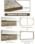 DJSYLIFE Framed Wall Art Decoration, Vintage Wildflower Field Canvas Wall Art, Classical Flowers Landscape Painting Prints, Farmhouse Cottagecore Living Room Decor, Modern Home Bedroom Decor 20"x40"