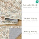 zesthome 8x10 Area Rugs - Stain Resistant Washable Rug for Living Room, Non-Slip Backing Large Area Rug with Ultra-Thin Low Pile for Bedroom, Vintage Home Decor