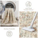 zesthome 8x10 Area Rugs - Stain Resistant Washable Rug for Living Room, Non-Slip Backing Large Area Rug with Ultra-Thin Low Pile for Bedroom, Vintage Home Decor
