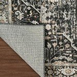 RUUGME Washable 9x12 Area Rugs - Large Rugs for Living Room Stain Resistant Carpet Vintage Rugs for Bedroom with Non Slip Backing Home Decor Floor Decoration Mat (9x12 Black)