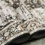 RUUGME Washable 9x12 Area Rugs - Large Rugs for Living Room Stain Resistant Carpet Vintage Rugs for Bedroom with Non Slip Backing Home Decor Floor Decoration Mat (9x12 Black)