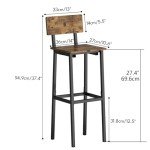 GILLAS Set of 2 Bar Stools, Tall Bar Stool with Backrest and Footrest, Tall Bar Chairs, Industrial Style Counter Height Bar Stool for Dining Room, Kitchen, Rustic Brown