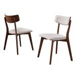 Christopher Knight Home Abrielle Mid-Century Modern Dining Chairs with Rubberwood Frame, 2-Pcs Set, Light Beige / Natural Walnut