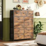 WLIVE Tall Dresser for Bedroom, Fabric Dresser Storage Tower, Dresser & Chest of Drawers Organizer Unit with 11 Drawers, Storage Cabinet, Hallway, Closets, Steel Frame, Wood Top