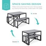 Best Choice Products 45.5in 3-Piece Bench Style Dining Furniture Set, 4-Person Space-Saving Dinette for Kitchen, Dining Room w/ 2 Benches, Table - Gray/Black