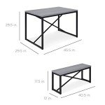 Best Choice Products 45.5in 3-Piece Bench Style Dining Furniture Set, 4-Person Space-Saving Dinette for Kitchen, Dining Room w/ 2 Benches, Table - Gray/Black
