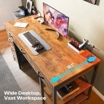 Huuger Computer Desk with 6 Drawers, 47 Inch Office Desk with Shelves, Reversible Gaming Desk, Corner Desk with Storage, Work Desk for Home Office, Study, Living Room, Rustic Brown