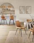 VASAGLE Bar Stools Set of 2, Counter Height Bar Stools with Back, Ergonomic Backrest, Synthetic Leather, Metal Legs, 24.4-Inch Tall Stools for Kitchen Island Home Bar, Caramel Brown ULBC088K01