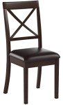 East West Furniture BOC-CAP-LC Boston Dining Chairs - Faux Leather Upholstered Solid Wood Chairs, Set of 2, Cappuccino