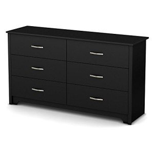 South Store FURNITURE Fusion 6-Drawer Double Dresser Pure Black