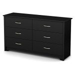 South Store FURNITURE Fusion 6-Drawer Double Dresser Pure Black