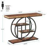 Tribesigns 41.3" Console Table, Industrial 4-Tier Sofa Table Entryway Table with Circle Base, Narrow Wood Accent Tables with Storage Shelves for Living Room, Hallway, Foyer, Rustic Brown
