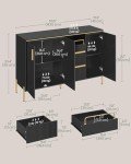 VASAGLE Buffet Cabinet with Storage, Fluted Sideboard Storage Cabinet, Kitchen Cabinet with Drawers, Adjustable Shelf, for Living Room, Modern, Ink Black UBBC691B01