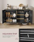 VASAGLE Buffet Cabinet with Storage, Fluted Sideboard Storage Cabinet, Kitchen Cabinet with Drawers, Adjustable Shelf, for Living Room, Modern, Ink Black UBBC691B01