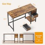 CubiCubi Computer Desk with 2 Drawers, 40 Inch Small Home Office Desk Study Writing Table, Rustic Brown