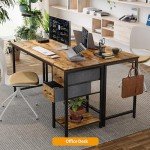 CubiCubi Computer Desk with 2 Drawers, 40 Inch Small Home Office Desk Study Writing Table, Rustic Brown