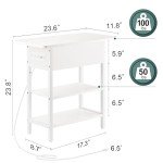 Yoobure End Table with Charging Station, Flip Top Side Table with USB Ports and Outlets, Sofa Couch Table Bedside Table for Living Room Bedroom, Narrow Nightstand with Storage Shelves for Small Spaces