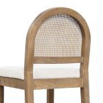 Nathan James Bailey Boucle Upholstered Rattan Bar Stool, Counter Height Stool with Natural Rattan Woven Back For Kitchen Island, Light Brown